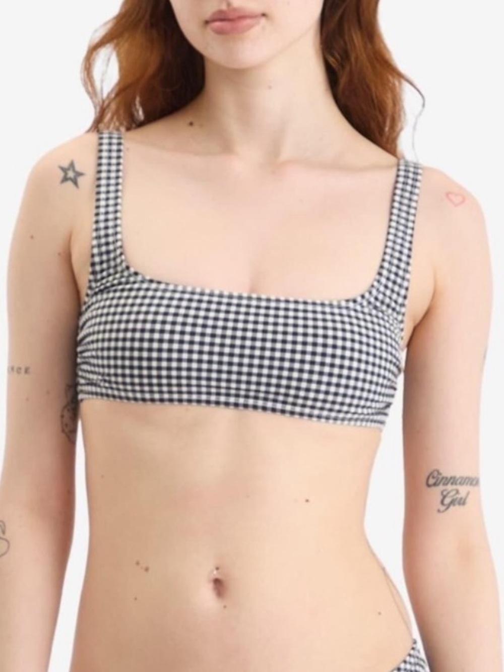 NWOT Good American Black & White Gingham Bikini Top